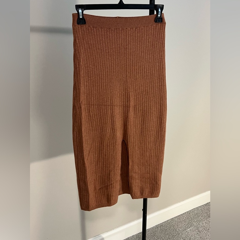 Free People Rust Ribbed Pencil Skirt - Picture 2 of 2